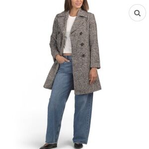 Sam Edelman Navy and Grey Herringbone Faux Wool Coat - NWT!
